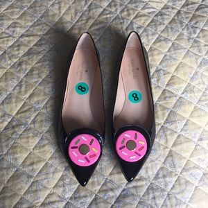 Kate Spade black patent leather donut shoes
